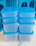 Set 8 hộp TUPPERWARE dẹt ngăn đông màu xanh