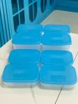 Set 8 hộp TUPPERWARE dẹt ngăn đông màu xanh