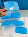 Set 8 hộp TUPPERWARE dẹt ngăn đông màu xanh